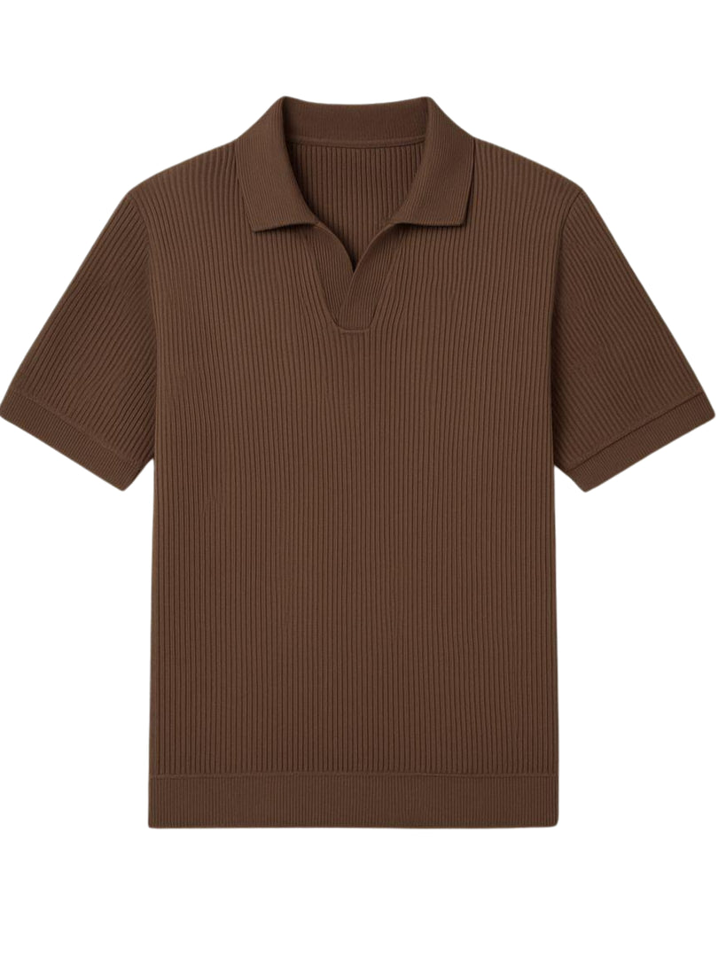 Relaxed-Fit Espresso Ribbed Polo