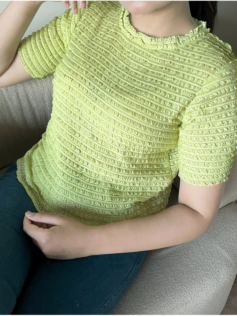 Serena Layered-Lace Frill Top – Wear Pistachio