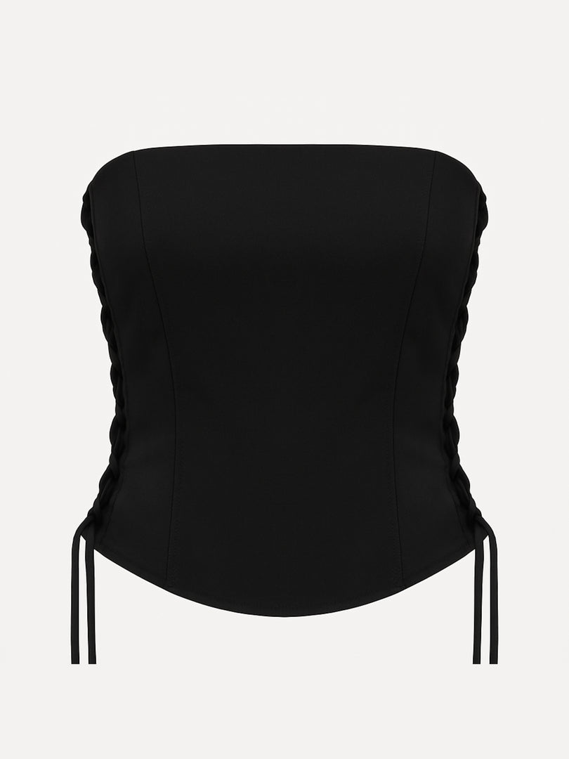 Classic Black Lace-Up Corset Top