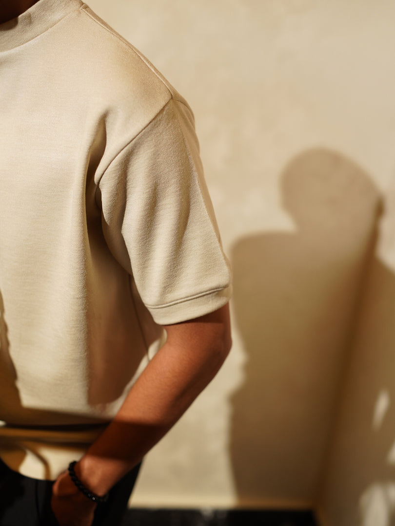 Ivory Mock Neck T-Shirt