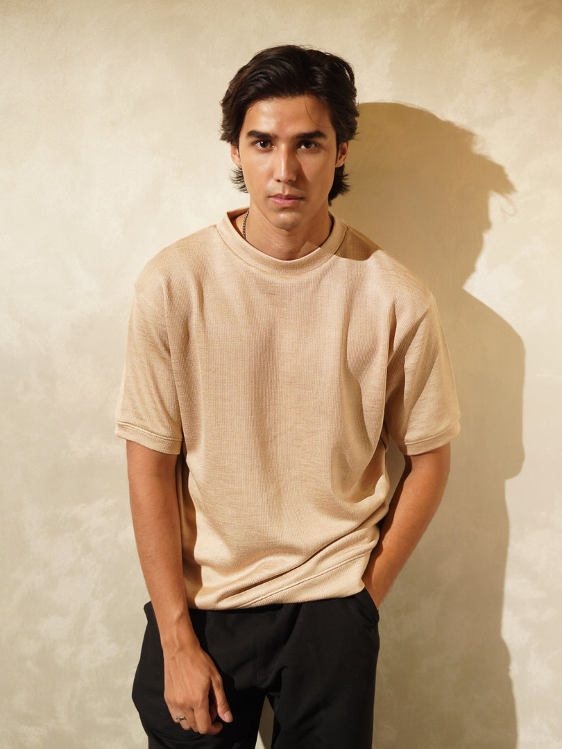 Pure Champagne Mock Neck T-Shirt