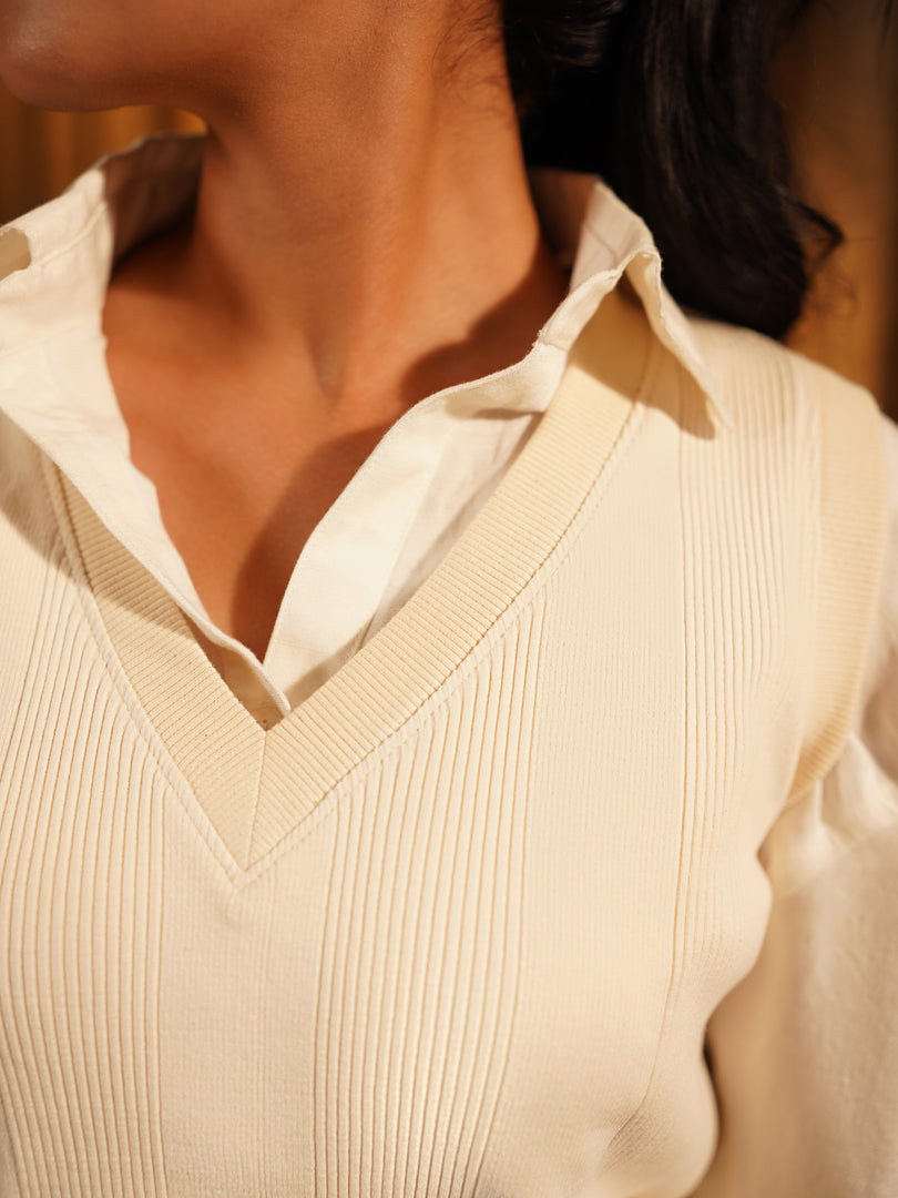 Preppy V-neck Ribbed Knit Vest