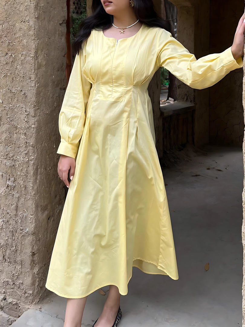 Sunbeam Yellow A-Line Midi Dress