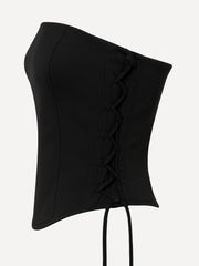 Classic Black Lace-Up Corset Top