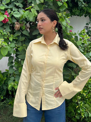 Buttercream Corset-Back Shirt