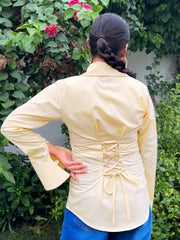 Buttercream Corset-Back Shirt