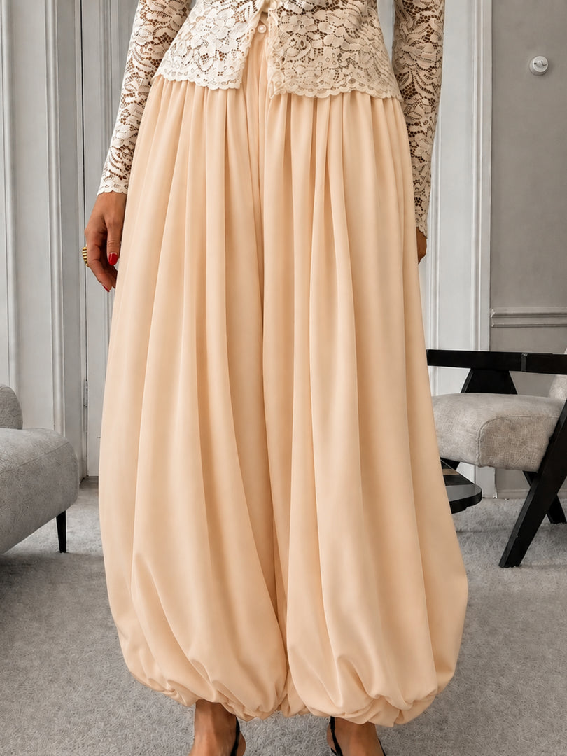 Beige Luxe Balloon Pants