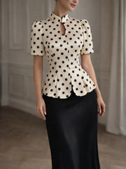 Ivory Polka Silk Top