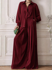 Bordeaux Pleated Set