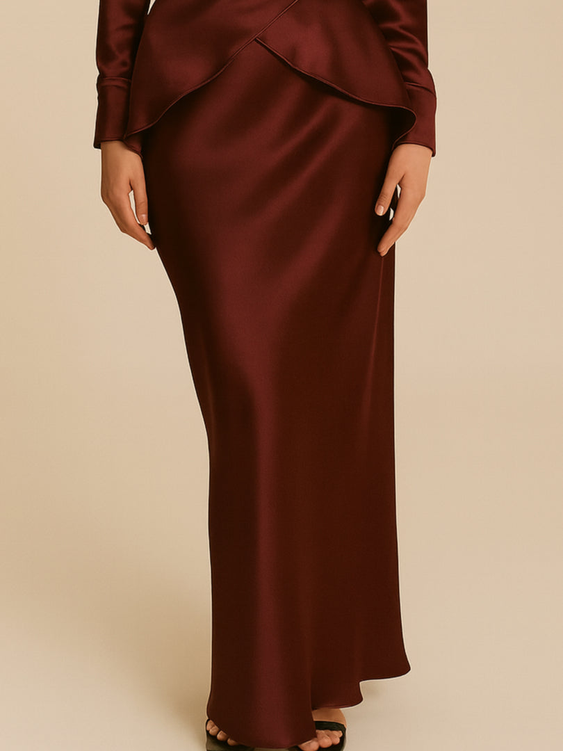 Merlot Silk Bias Skirt