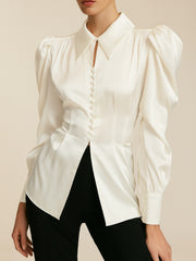Ivory white Structured Satin Top