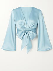 Bluebell Wrap Bow-Tie Satin Top