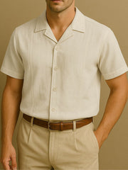 Solis White Oversized Slub Cotton button down Shirt