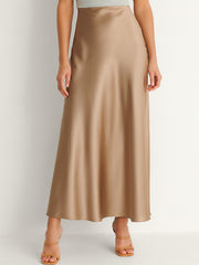 Bronze Satin Maxi Skirt