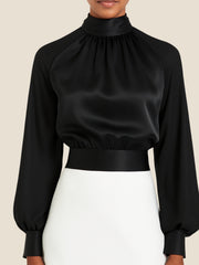 High-Neck Satin Top