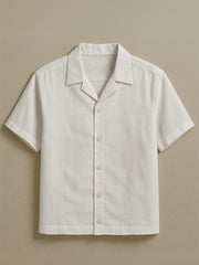 Solis White Oversized Slub Cotton button down Shirt