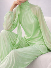 Lime Mint Tussel Silk Set
