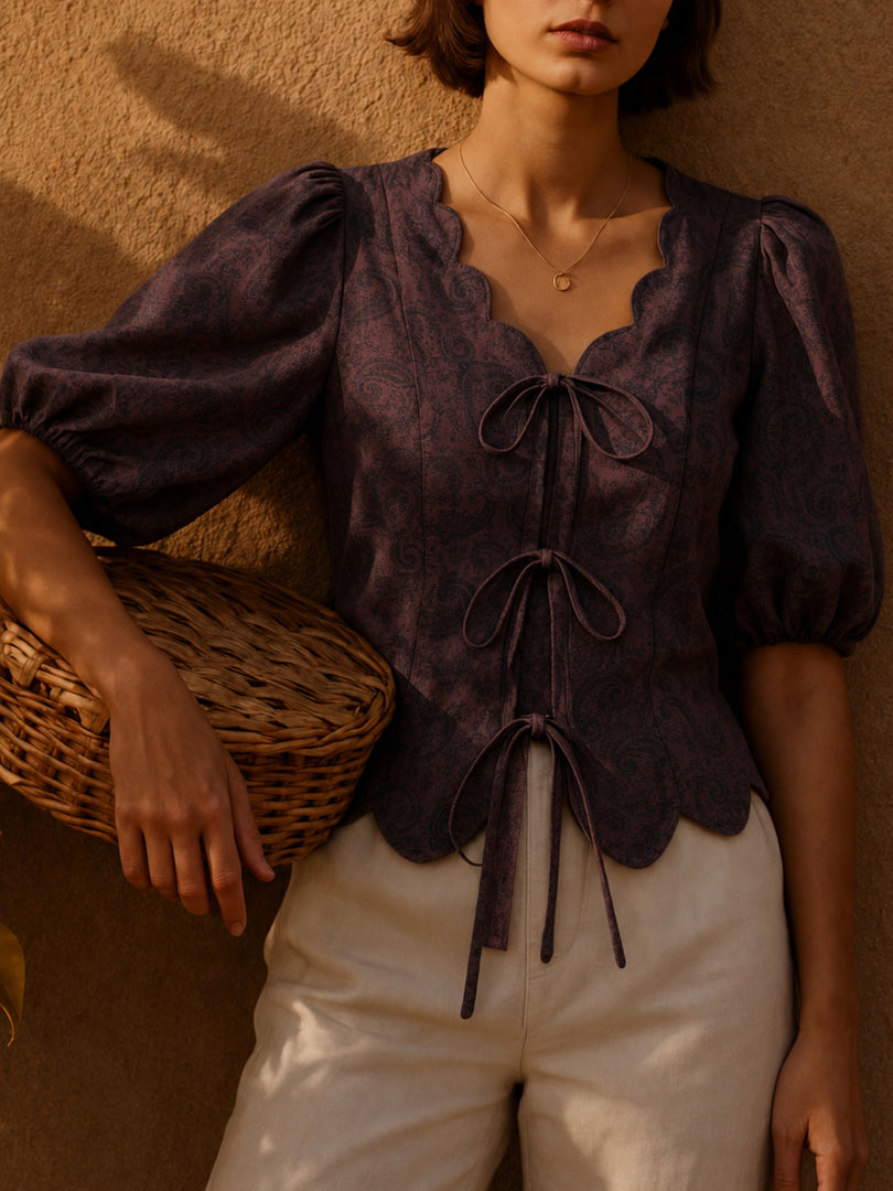 Plum Paisley Top