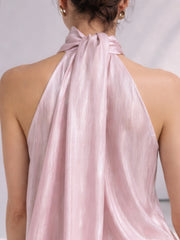 Pink Celeste Drape Tussel Silk Set