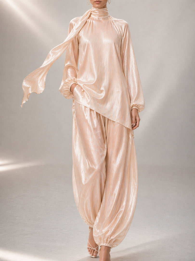 Peach Tussel Silk Set