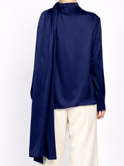 Midnight Navy Cascade Silk Top