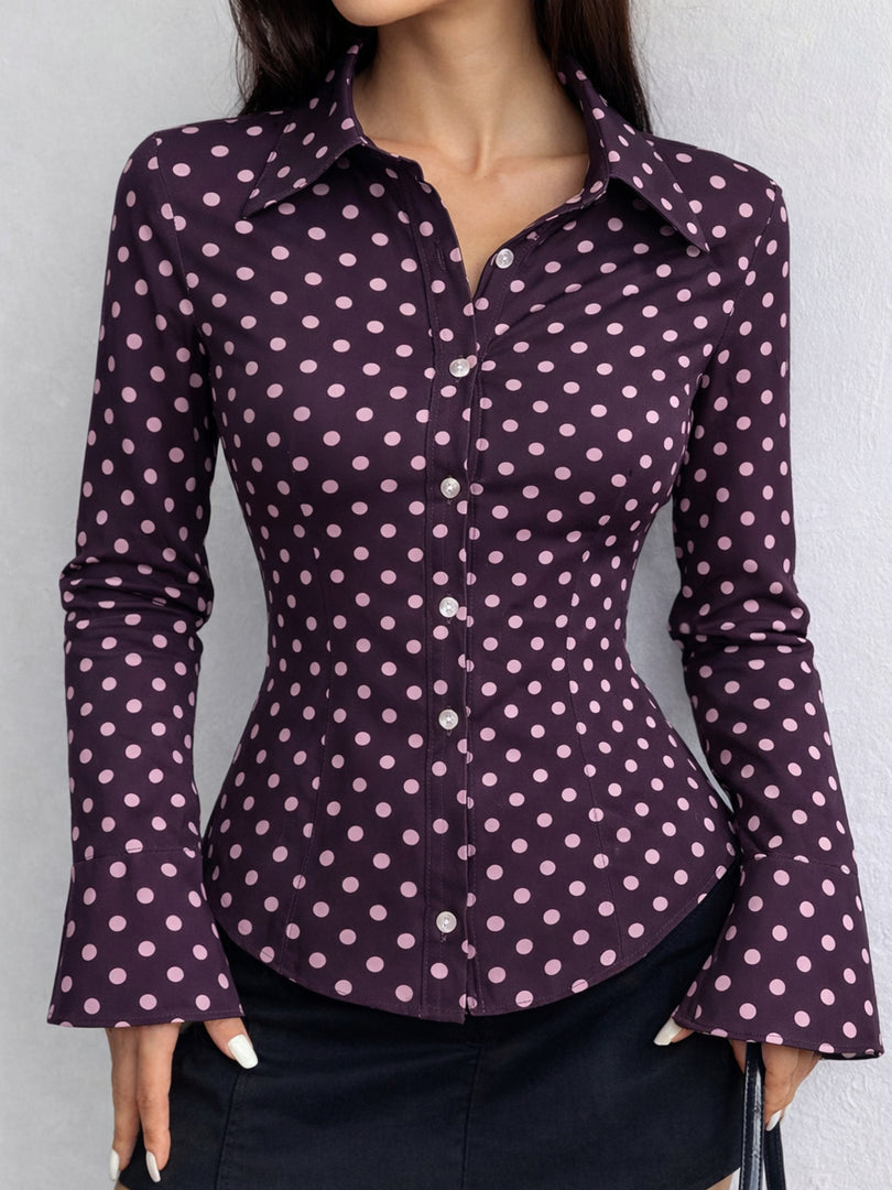 Plum Polka Corset Shirt