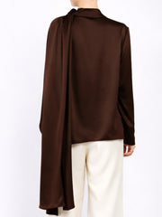 Chocolate Brown Cascade Silk Top