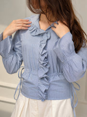 Blue Ruffle Belle Top