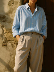 Unisex Blue Oxford White Lining Button-Down