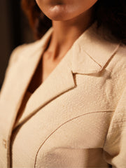 Handwoven Crop Overcoat with Wide Pants