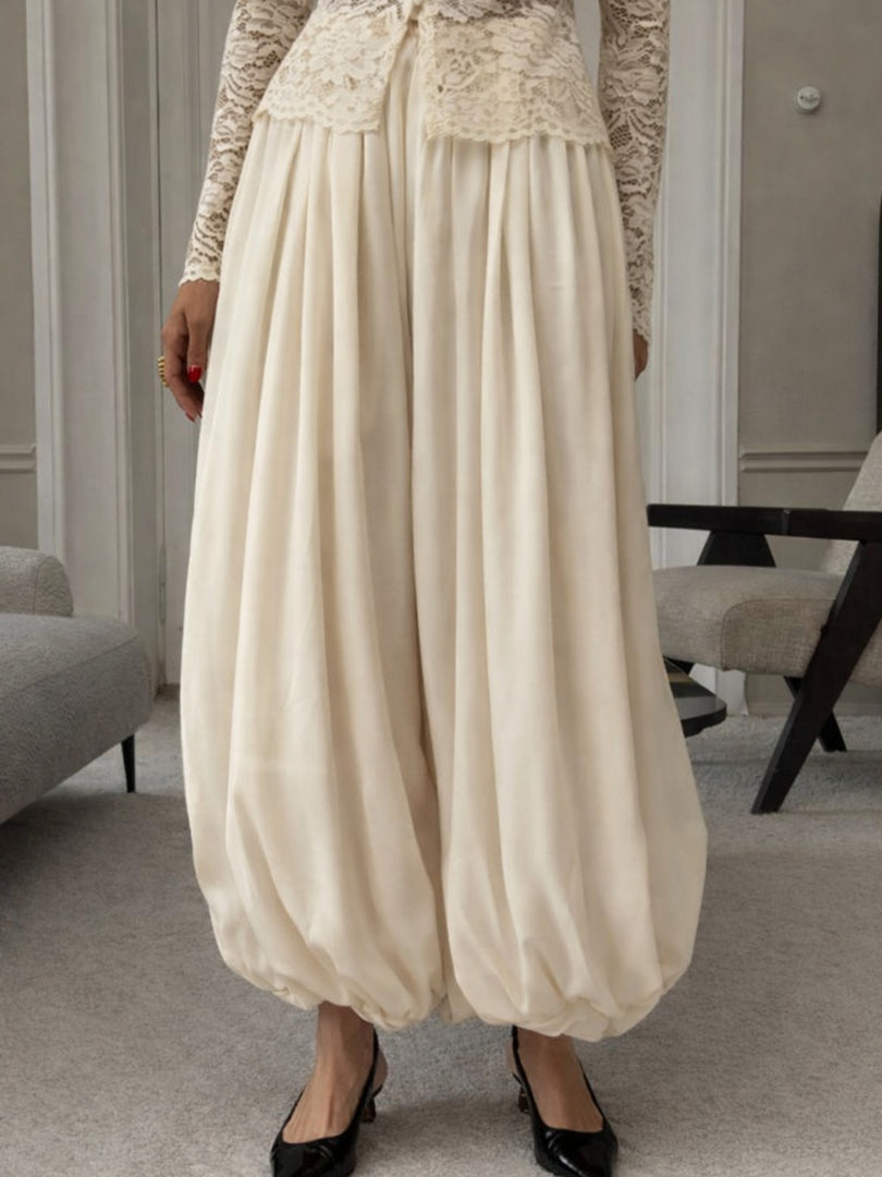 Ivory Luxe Balloon Pants