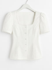 Luna Curved-Square Neck Laced Blouse