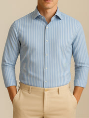 Unisex Blue Oxford White Lining Button-Down