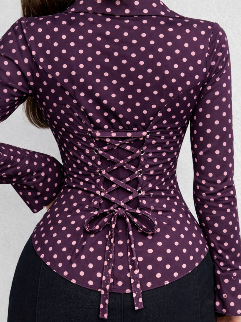 Plum Polka Corset Shirt