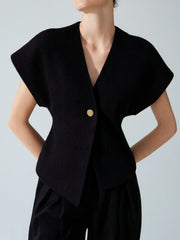 Sculpted Black Fleece Top