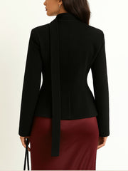 Midnight Tie-Neck Fleece Blazer Fall V2