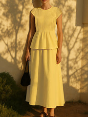 Butter Yellow Pleated Top