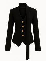 Midnight Tie-Neck Fleece Blazer Fall V2