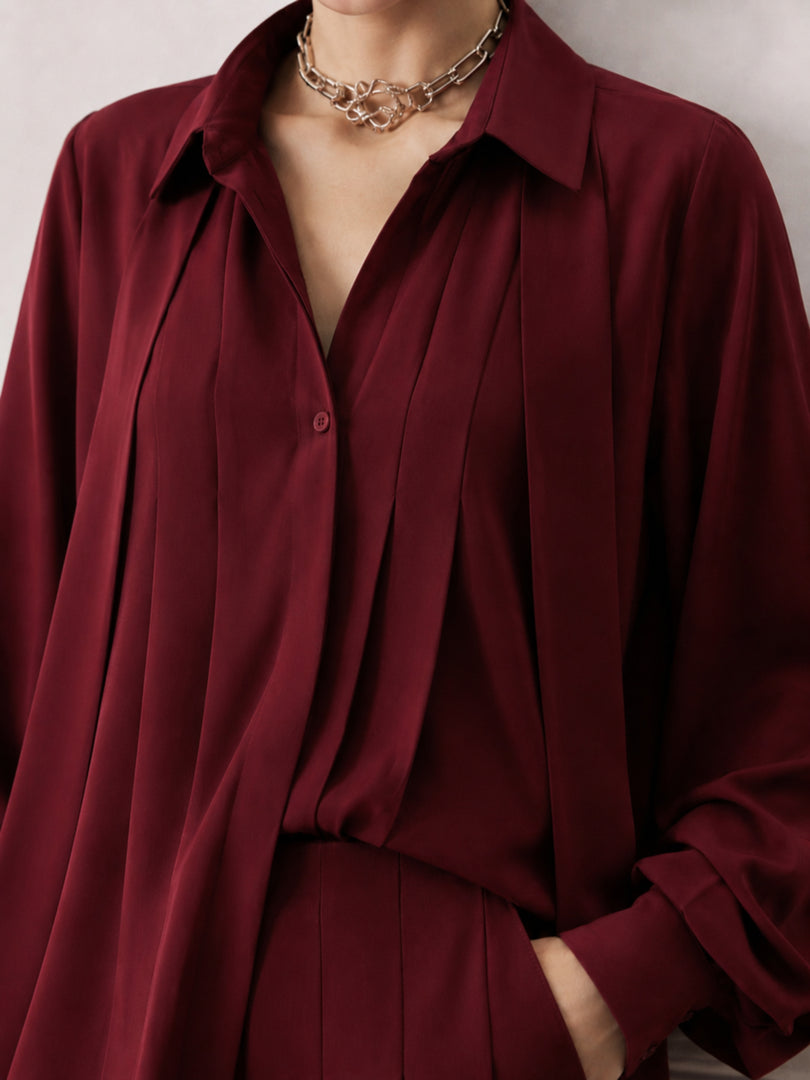 Bordeaux Pleated Set