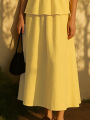 Butter Yellow Flare Midi Skirt
