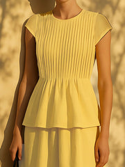 Butter Yellow Pleated Top