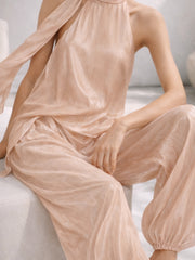 Skin Celeste Drape Tussel Silk Set