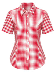 Textured Gingham Corset-Back Shirt