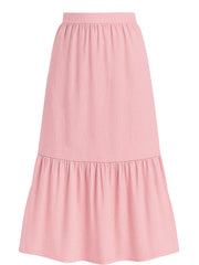 Pink Tiered Midi Skirt