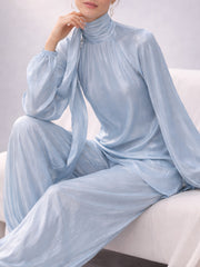 Ice Blue Drape Tussel Silk Set