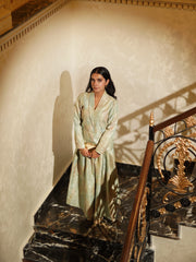 Festive Suit Set: Coat & Pleated Maxi Skirt