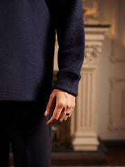 Crown Wool Long-Sleeve Textured Polo