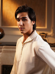 Neutral Cream Quarter-Zip Pullover