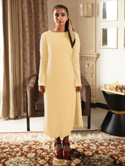 Golden Hour Dandelion Knit Midi Dress With Raffles