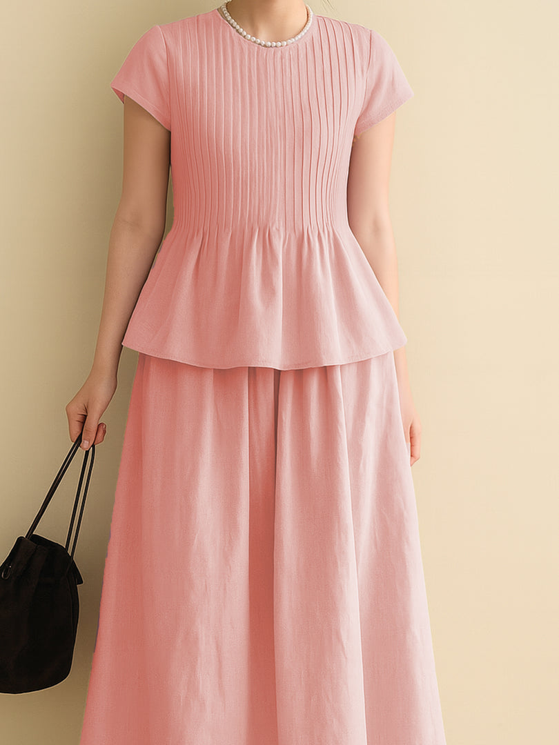 Pink Pleated Top